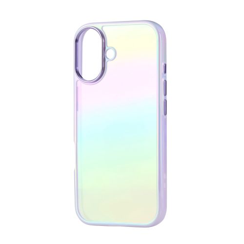 iPhone 17/ハイブリッドケース/オーロラカラー/メタルステッカー付/ラベンダー