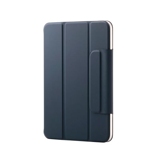 8.3インチiPad mini(A17 Pro)/フラップケース/超薄型/ソフトレザー/マグネット装着/スリープ対応/ネイビー