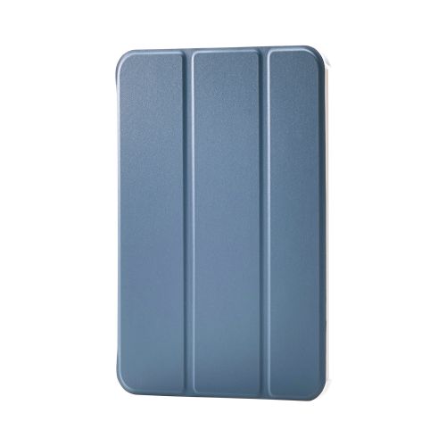 8.3インチiPad mini(A17 Pro)/フラップケース/薄型軽量/背面クリア/2アングル/スリープ対応/ブルーグレー