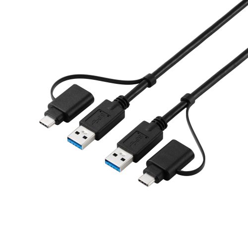 リンクケーブル/USB5Gpbs/Windows・Mac対応/USB-A・USB Type-C対応/1.5m/ブラック