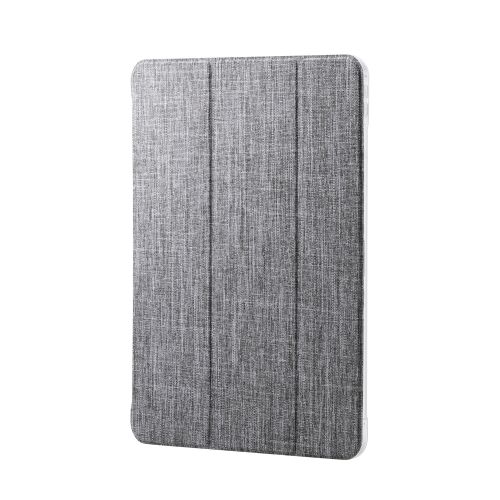 13インチiPad Pro(M4)/フラップケース/薄型軽量/ファブリック/背面クリア/2アングル/グレー