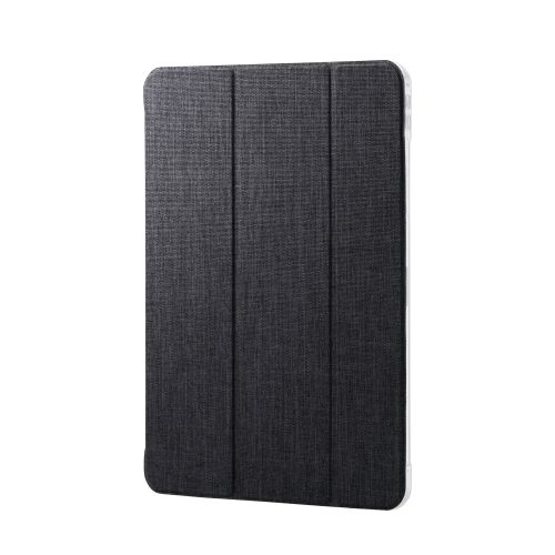 13インチiPad Pro(M4)/フラップケース/薄型軽量/ファブリック/背面クリア/2アングル/ブラック