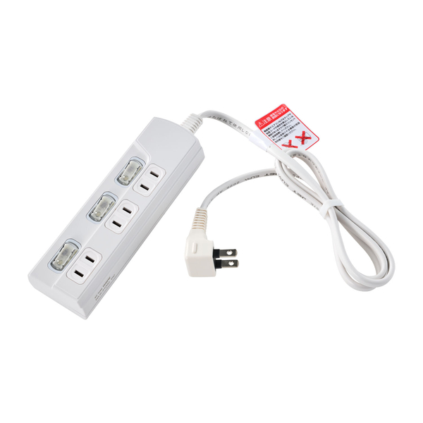 LED個別スイッチ付電源タップ 3個口 1m ホワイト