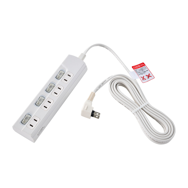 LED個別スイッチ付電源タップ 4個口 3m ホワイト