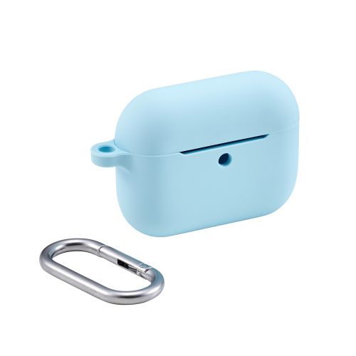AirPods Pro 3対応シリコンケース/カラビナ付/ブルー