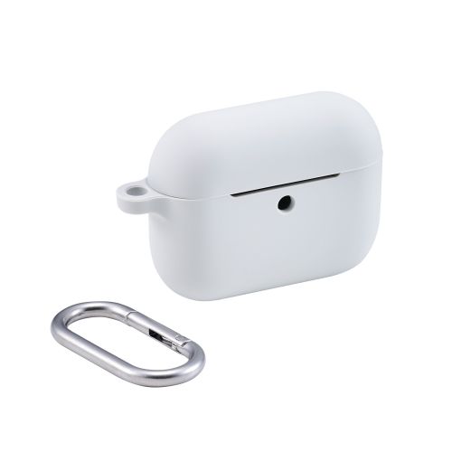 AirPods Pro 3対応シリコンケース/カラビナ付/グレー