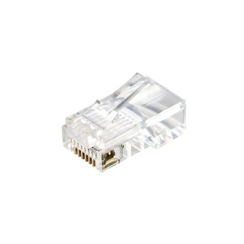 自作用RJ45コネクター/Cat5e対応/単線・ヨリ線両対応/ツメ折れ防止/100個入/ハーフクリア