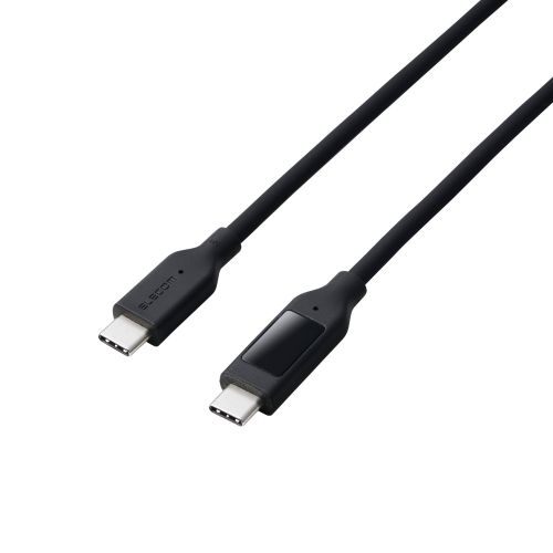 USB Type-C to Type-Cケーブル/シリコン/電力ディスプレイ付/USB Power Delivery対応/最大240W/2.0m/ブラック
