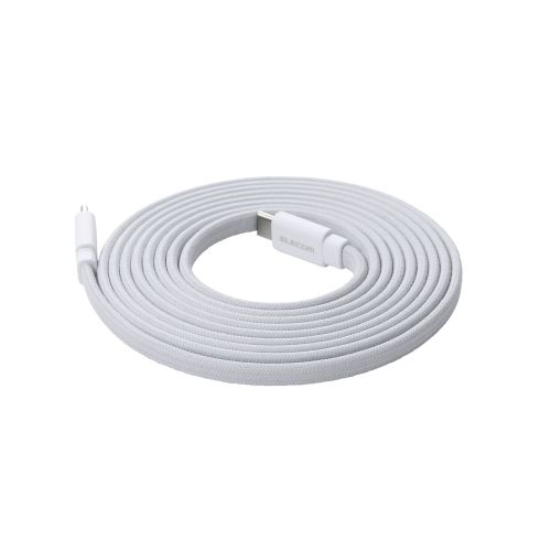 USB Type-C to USB Type-Cケーブル/まとまるマグネット/フラットナイロンメッシュ/USB Power Delivery対応/最大60W/2.0m/ホワイト