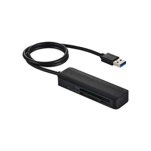 メモリリーダ/USB-Aコネクタ/USB 5Gbps/UHS-I/SD+microSD/コンパクトフラッシュ/ケーブル長50cm/ブラック