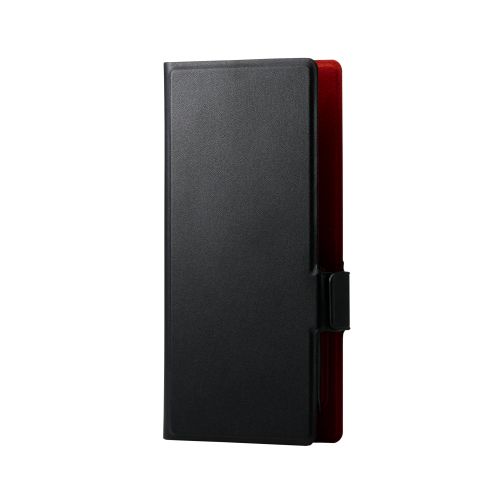 スマートフォン用マルチケース/合成皮革/横開き式/手帳型/UltraSlim/薄型/磁石付き/Sサイズ/ブラック