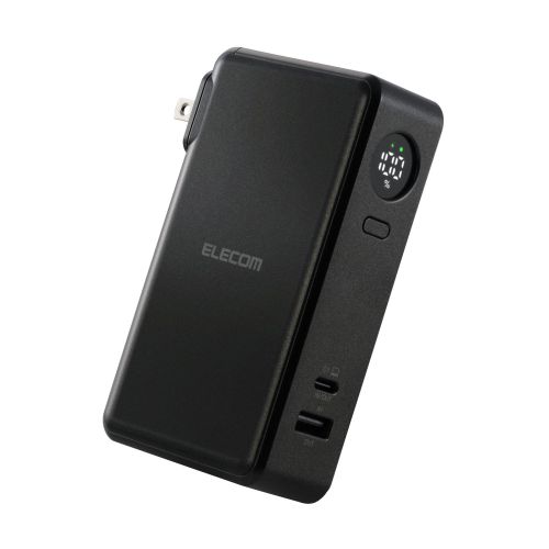モバイルバッテリー/リチウムイオン電池/AC一体型/USB PD/67W/10000mAh/USB-C入出力/USB-A出力/PSE適合/ブラック