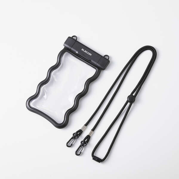 スマートフォン用防水ケース/IP68/フローティング/WAVE/ワンタッチロック/ブラック