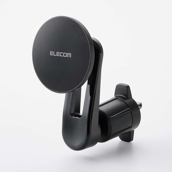 車載アクセサリー/スマホホルダー/マグネット吸着/エアコン吹き出し口取付タイプ/360°回転/メタルリング付属/ブラック