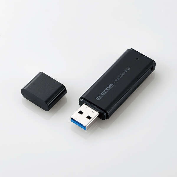 カメラ専用外付けSSD/ポータブル/USB 5Gbps/USB3.2(Gen1)/小型/キャップ式/500GB/ブラック