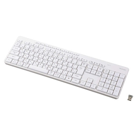 キーボード/無線2.4GHz/Bluetooth/静音/フルサイズ/メンブレン式/ホワイト