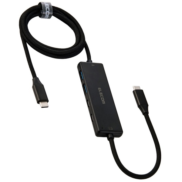 USB HUB/USB-C/5Gpbs/USB-A×2/Type-C-×2/USB PD 100W対応/バスパワー/4ポート/ブラック