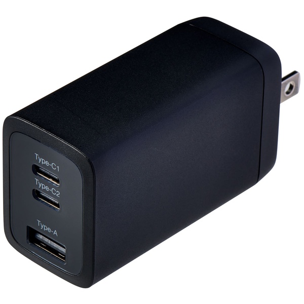 コンパクトUSB充電器 PD67W 3P ブラック