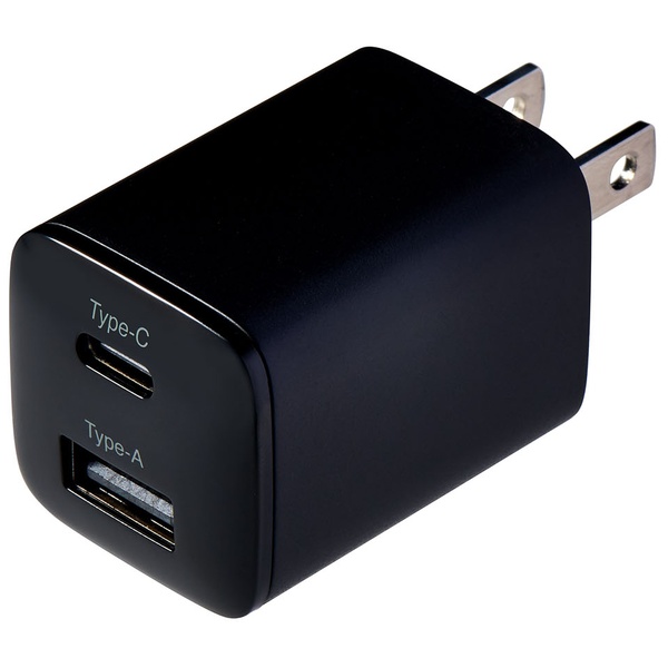 コンパクトUSB充電器 2P ブラック