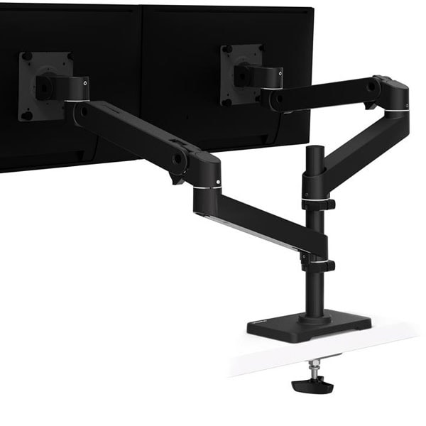 LX PRO デスクマウント モニターアーム デュアル 縦/横型 グロメット ブラック 24インチ(3.6～20.0kg)まで対応