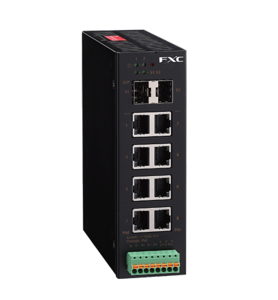 10/100/1000BASE-T PoE++/PoE+/PoE対応×8＋100/1G×2SFPスロット 産業用スイッチ MAX.270W/装置