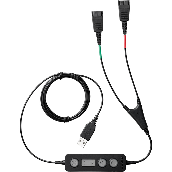 QDヘッドセット2台をPC/USBに接続する変換ケーブル・コントローラー付「Jabra LINK 265」