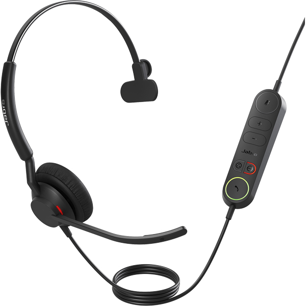 Jabra コンタクトセンター用ヘッドセット USB-A 片耳 UC認定 コントロールユニット付「Jabra Engage 40 - (Inline Link) USB-A UC Mono」