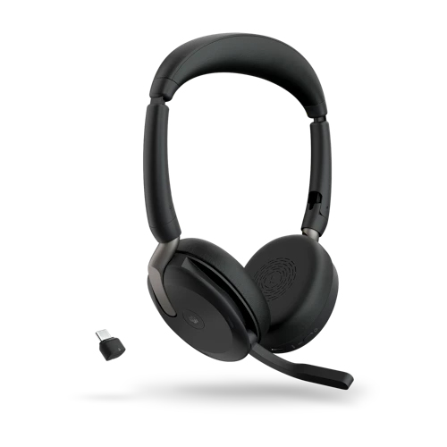 Jabra 無線ヘッドセット 折りたたみ式 USB-C 両耳 MS認定 充電パッド付「Jabra Evolve2 65 Flex Link380c/390c MS Stereo Wireless Charger」
