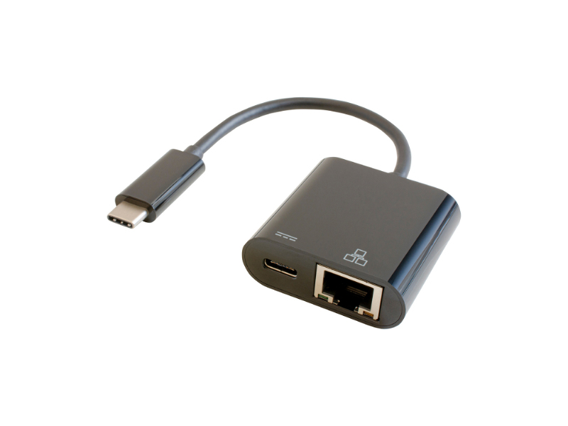 有線LAN接続しながら充電もできるUSB-C(R)変換アダプター ブラック
