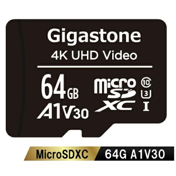 microSDXCカード 64GB SDカードケース付き UHS-I U3 A1 V30スペック 最大読み取り速度90MB/s Full HDビデオ撮影対応