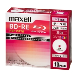 2倍速対応データ用BD-RE25GB PLシリーズ10枚1枚ずつプラケース プリント対応ホワイト