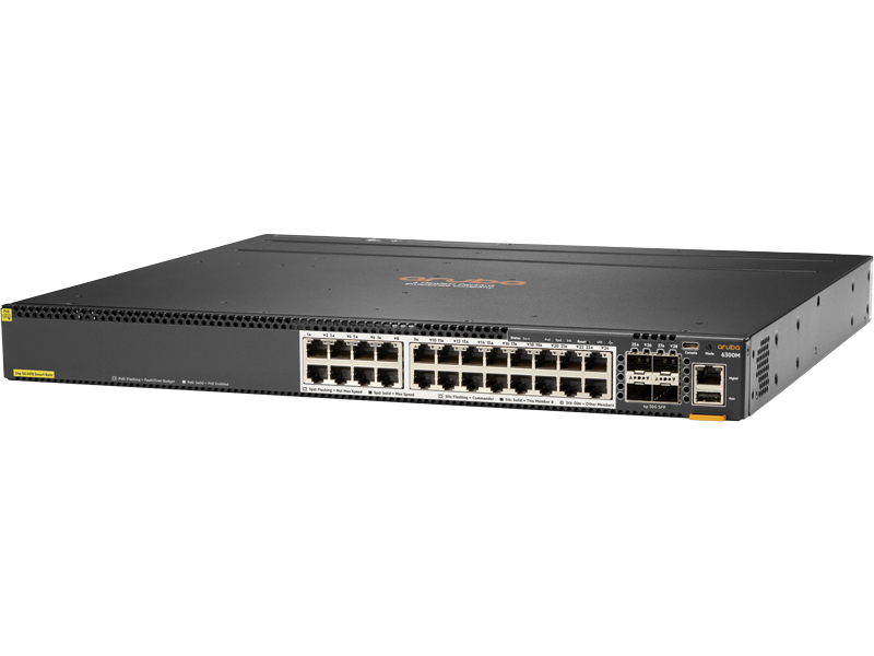 HPE Aruba Networking CX 6300M 24 Smart Rate 1/2.5/5G Class6 PoE 4SFP56 Switch