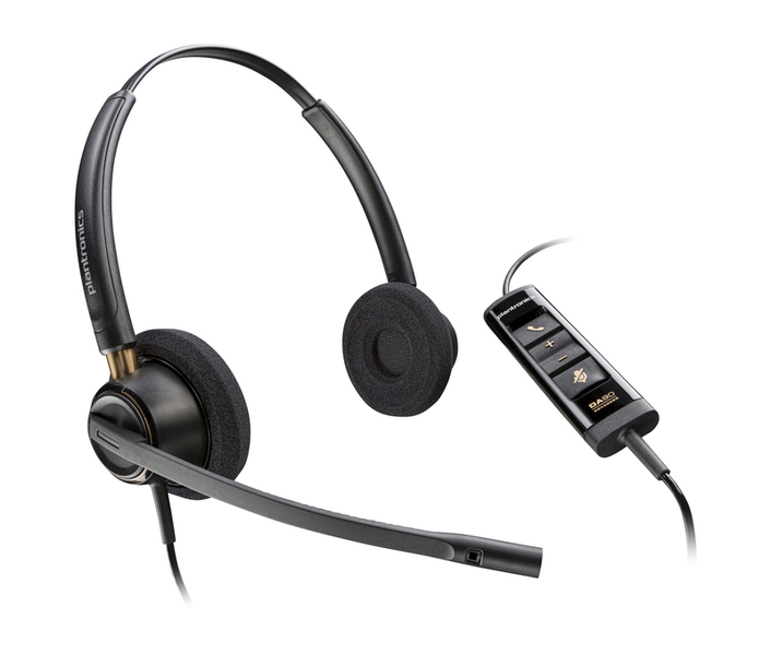 Poly EncorePro 525 USB-A+ USB-C 変換アダプタ付 両耳 有線モデル ノイズキャンセリングマイク搭載 Microsoft Teams認定モデル