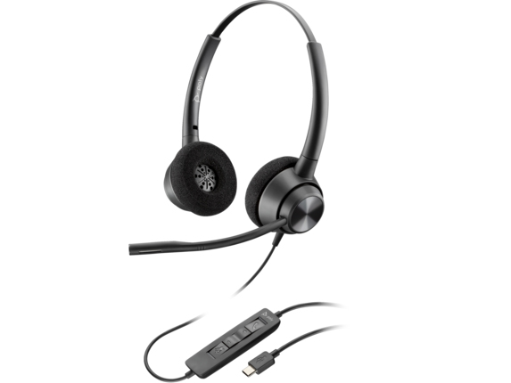 Poly EncorePro 320 USB-A 両耳 有線モデル ノイズキャンセリングマイク搭載 TAA(米国政府・軍向け調達基準)認証