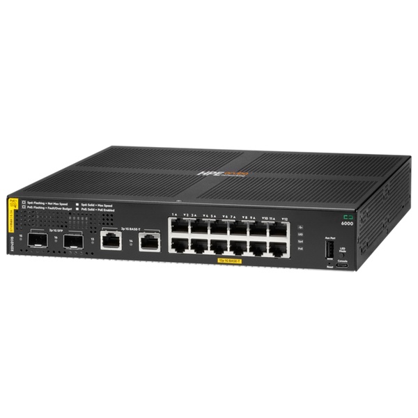 HPE Aruba Networking CX 6000 12G Class4 PoE 2G 2SFP 139W Switch