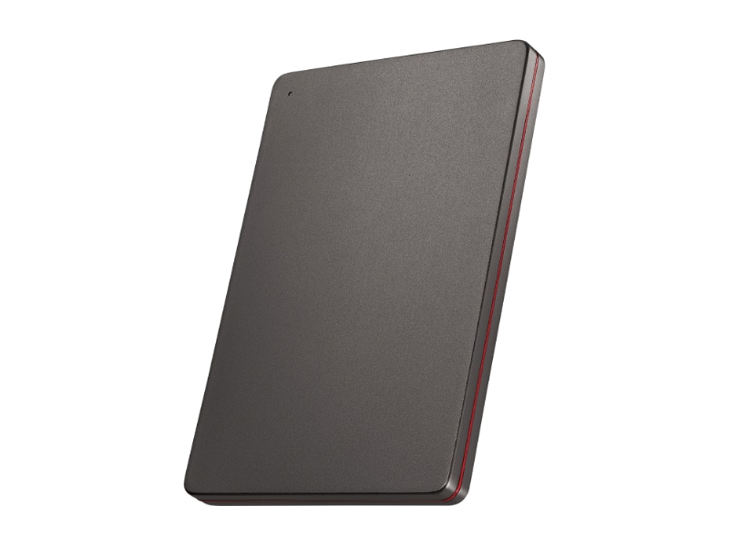 USB 5Gbps（USB3.2 Gen1）USB-C＆USB-A対応 ポータブルHDD「カクうす」 Black×Red 2TB