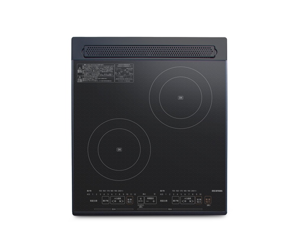 2口ビルトインIHクッキングヒーター 200V ブラック
