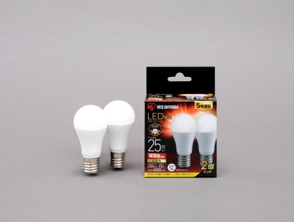 LED電球 E17 広配光 25形相当 電球色 2個セット