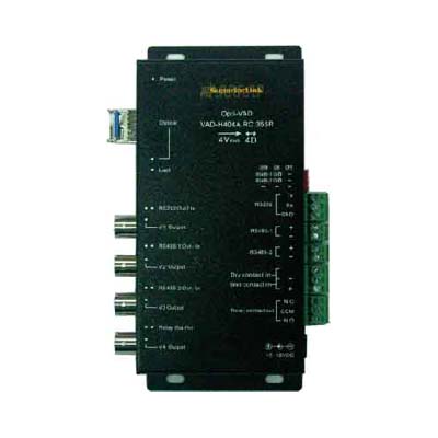 AHD/HD-TVI/HDCVI/コンポジット映像用4映像＋RS232C＋RS485×2＋接点信号光ファイバー伝送 受信器