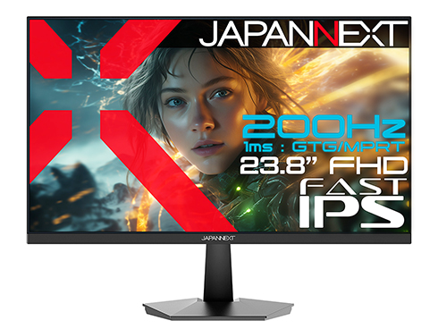 23.8型 200Hz FAST IPS FHD ゲーミング液晶ディスプレイ ブラック (1920×1080/HDR10/300cd/HDMI×2、DP/スピーカー有/VESA/2年保証)