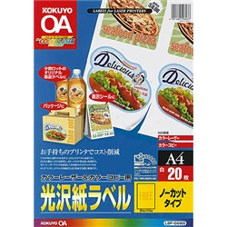 カラーLBP&PPC用 光沢紙ラベル A4 ノーカット 20枚
