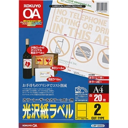 カラーLBP&PPC用 光沢紙ラベル A4 2面 20枚