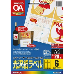 カラーLBP&PPC用 光沢紙ラベル A4 6面 20枚