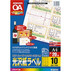 カラーLBP&PPC用 光沢紙ラベル A4 10面 20枚