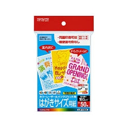 カラーレーザー&インクジェット用はがきサイズ用紙 〒枠無 50枚