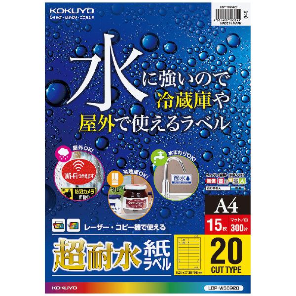 カラーLBP＆カラーコピー用超耐水紙ラベル A4・20面・15枚