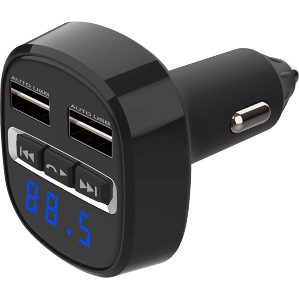 Bluetooth FMトランスミッター フルバンド USB2ポート4.8A リバーシブル 自動判定 ブラック