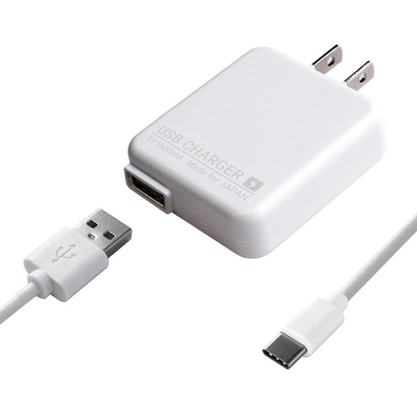AC充電器 1.5A Type-C 1m WH