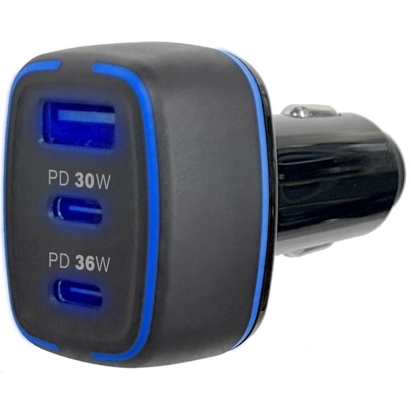 シガーチャージャー DC-60W USB3ポート C2A1 USB-PD規格対応 ブラック