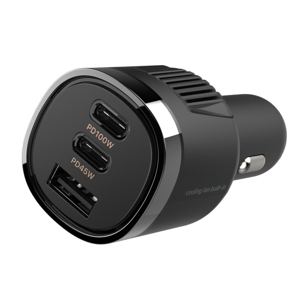 シガーチャージャー DC-120W USB 3ポート PD100W 自動判定 空冷ファン USB-PD規格対応 ブラック